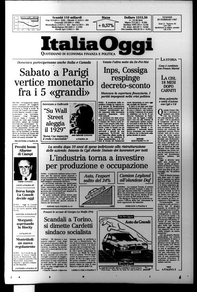 Italia oggi : quotidiano di economia finanza e politica